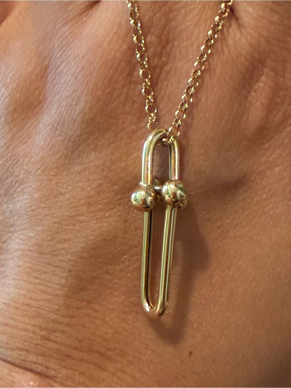 18K Real Gold Double-Bar Pendant Only